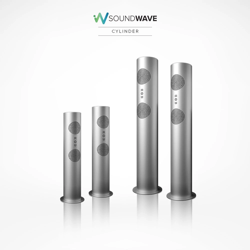 Rustproof Cosmos SoundWave Cylinder speakers for outdoor use with Cosmos Outdoor TV for Liverpool.