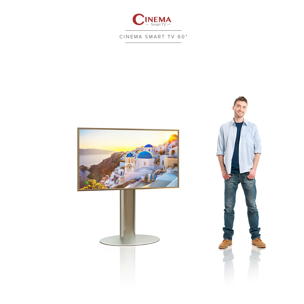 The single oval floor stand displaying a 60-inch Cinema Smart TV in Leeds.