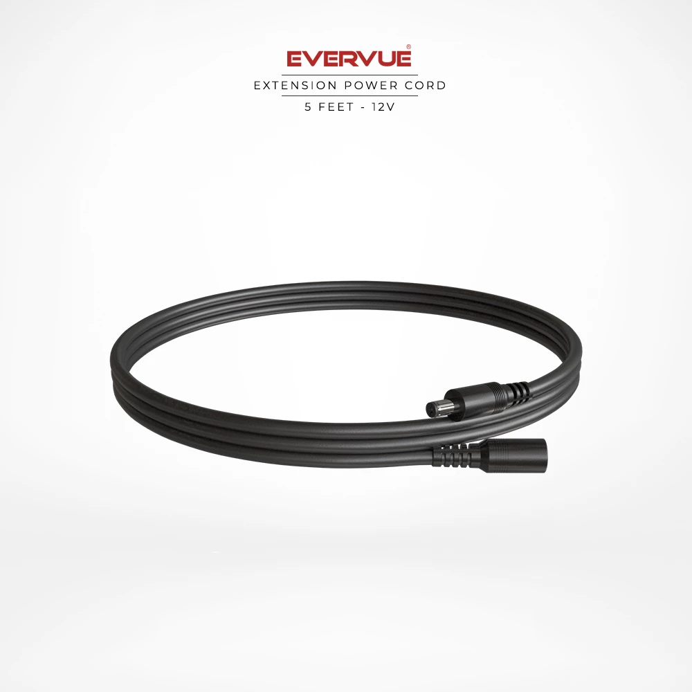 Evervue 5-foot power cord, designed for 12 volts, ensuring reliable connectivity in Liverpool.